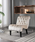 KINFFICT Velvet Accent Lounge Chair for Living Room Modern Leisure Chair with Tufted Backrest Indoor Armless Side Chair Upholstered Bedroom Sleeper Chairs with Solid Wood Legs