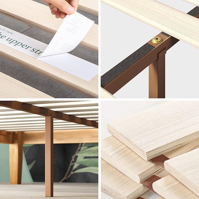 ZINUS Moiz Wood Platform Bed Frame / Wood Slat Support / No Box Spring Needed / Easy Assembly Natural Queen