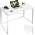 Huuger Folding Desk for Small Spaces 31.5 Inch Foldable Computer Table for Home Office Study Bedroom Dorm Space Saving Small Writing Work Office Computer Desk Easy to Fold White