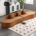 130.5” Oversized Curved Sectional Sofa Modern Cloud Curved Couch Boneless Compression Sofa with 3 Pillows for Living Room Apartment Office No Assembly Required Terrycloth Fabric Brown