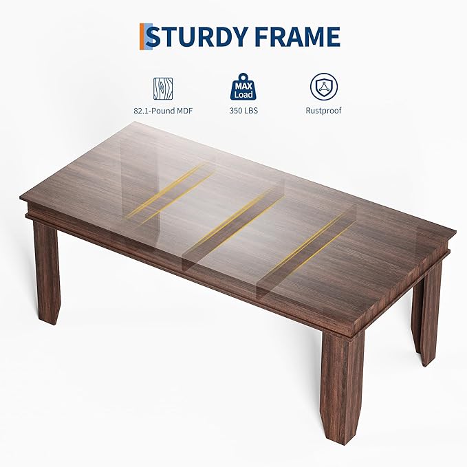 71 Inch Executive Desk Large Black Computer Desk with Sturdy Thick Legs Modern Farmhouse Home Office Desk 180cm Spacious Writing Table for Study Professional Workstation Furniture Rectangular