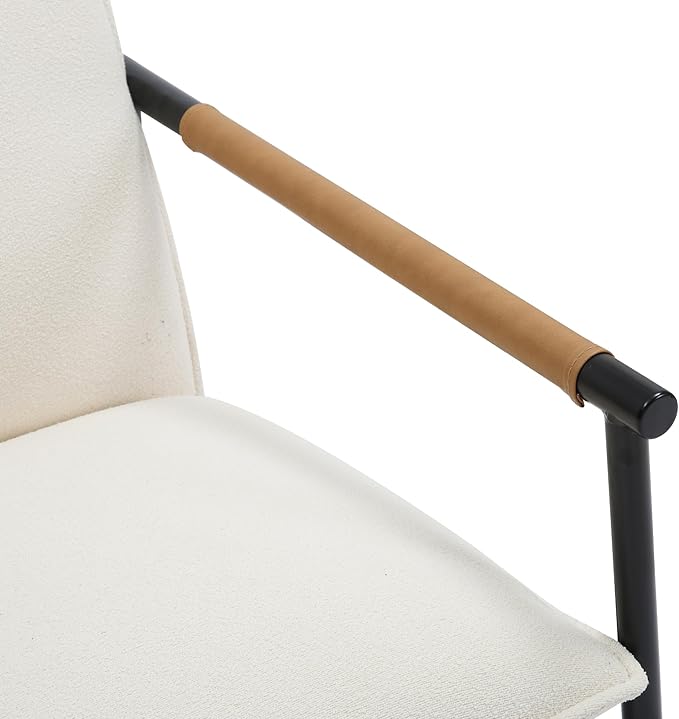 Nathan James Omel Lounge Reading Chair Modern Living Room Accent Chair with Metal Frame and Boucle Upholstery Cream Boucle/Black Set of 2
