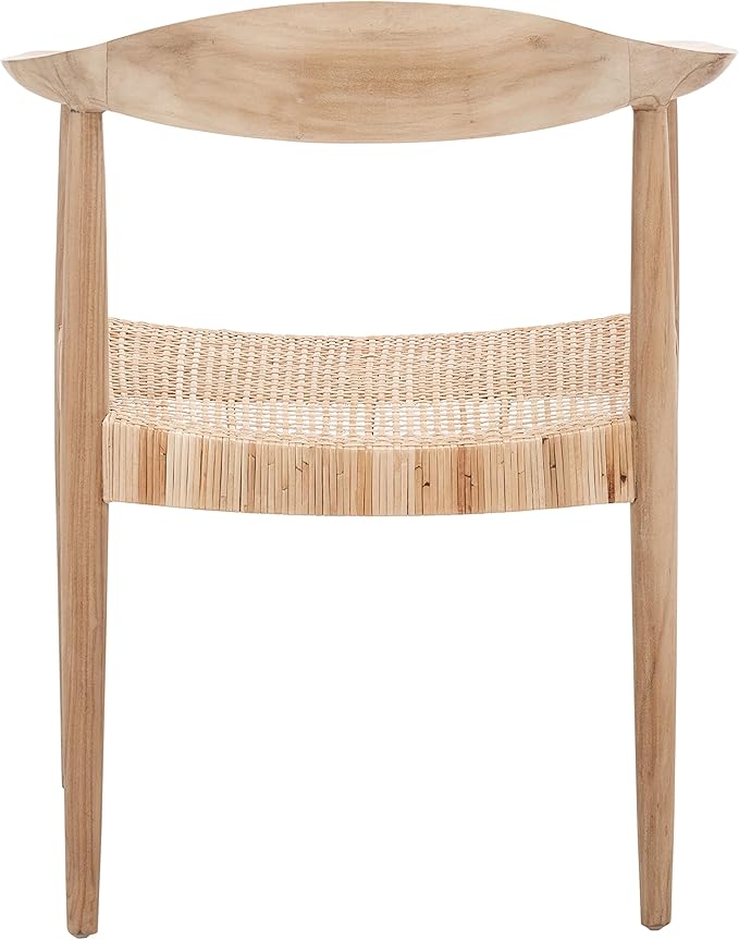 SAFAVIEH Home Collection Sijo Natural Teak Wood/Natural Rattan Accent Chair (Fully Assembled)