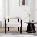 Wahson Modern Accent Chair with Black Wooden Legs Linen Upholstered Barrel Chair with Curved Backrest Small Reading Chair for Living Room/Bedroom/Office Beige