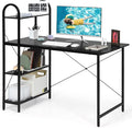 Tangkula 48-Inch Reversible Computer Desk with Storage Shelves Home Office Study Writing Desk with Bookshelves Writing Computer Workstation Home Office Desk (Black)
