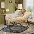 Oversized Large Rocker Chair for Adults Modern Portable Rocking Chairs for Living Room Indoor Outdoor Rocking Lounge ChairBeige