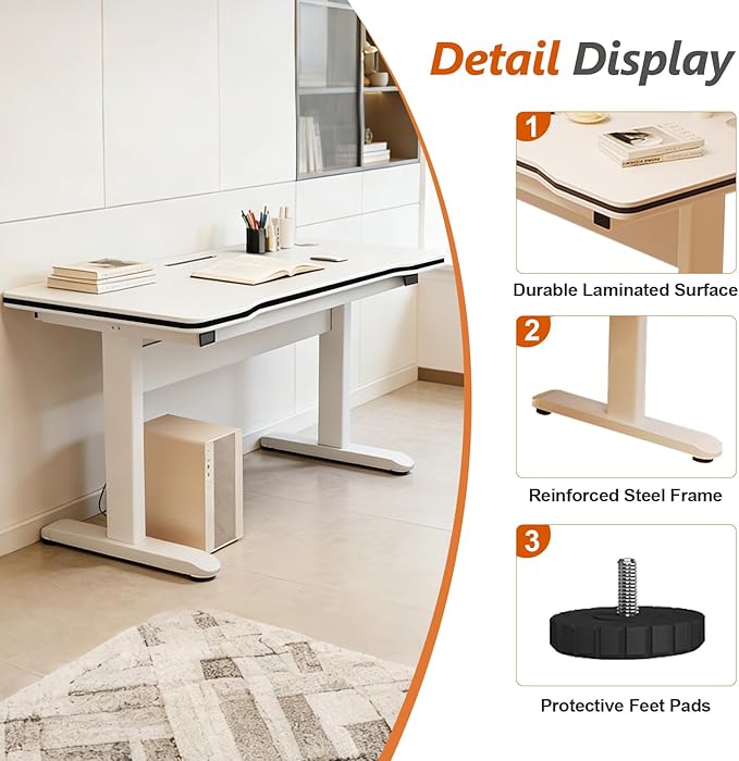 Gaming Desk Modern Simple Style Computer Desk with Sturdy Desktop for Home Office Bedroom Study Home Office Desk with Black Desktop Easy Assembly