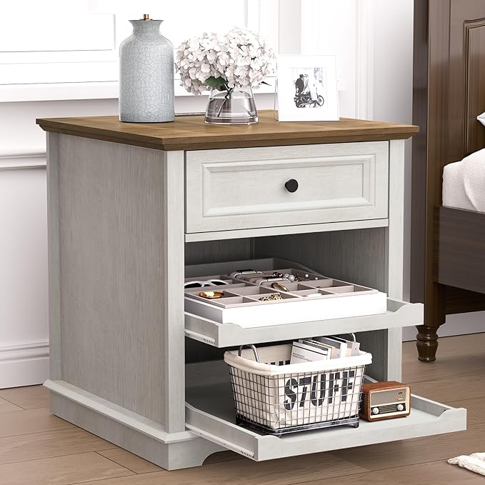 Lateral File Cabinet 3 Drawer File Cabinet with Charging Station Printer Stand with Open Adjustable Storage Shelves Lateral Filing Cabinet for Home Office