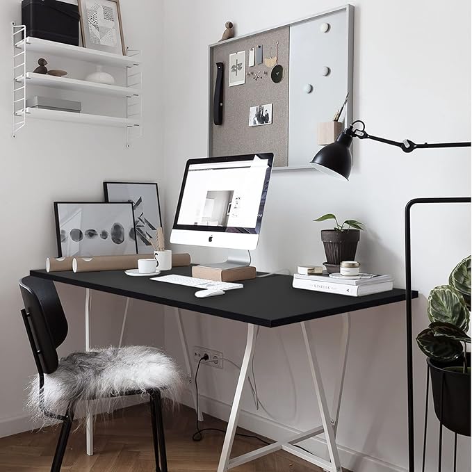 Kaboon 60x20 inches Tabletop Solid One-Piece Desktop for Sit Stand Desk Double Desks L Desk DIYWood Countertop Home or Commercial Use1 inch Thick Black 20 D x 59.1 W