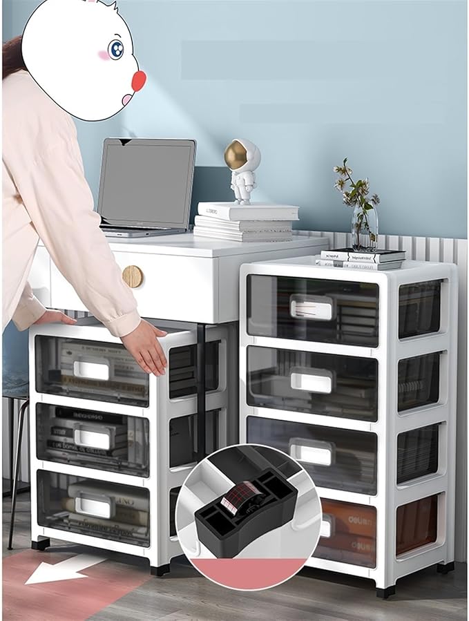 Rolling Filing Cabinet Desk Shelf Under Desk Storage Cabinet Movable Bookshelf Floor File Cart Snack Storage Box Mobile File Cabinets(57.5cm)