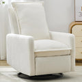 Lazy Boy Glider Recliner Nursery Chair with Comfy Cushion Swivel Rocking Recliner for Small Spaces Boucle (White)