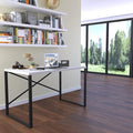 Furnish Home Store Lator Black Metal Frame 35 Wooden Top Small Writing and Computer Desk for Teens Bedroom White