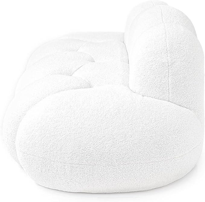 Cloud Shaped Floor Couches for Living Room 90 Curved Boucle Sofa Comfy Compressed Couch Deep Seat Loveseat Sofa for Bedroom Apartment Small Space (White No Installation)
