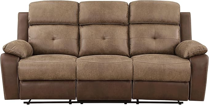Lexicon Marianna Polished Microfiber Double Reclining Sofa Brown