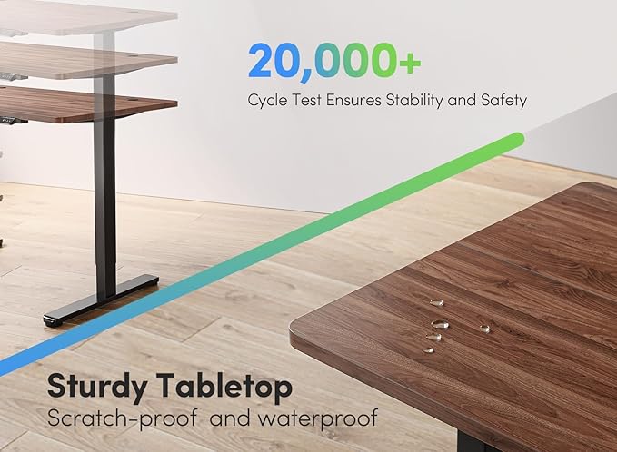 FEZIBO Height Adjustable Electric Standing Desk 48 x 24 Inches Stand up Table Sit Stand Home Office Desk with Splice Board (Walnut)