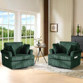 VINGL 39.2 Wide 360° Swivel Accent Armchairs with Pillows Set of 2 Oversized Single Sofas Chair and a Half with Side Pockets and Wide armrest for Living Room Bedroom Reading Room Corduroy Green