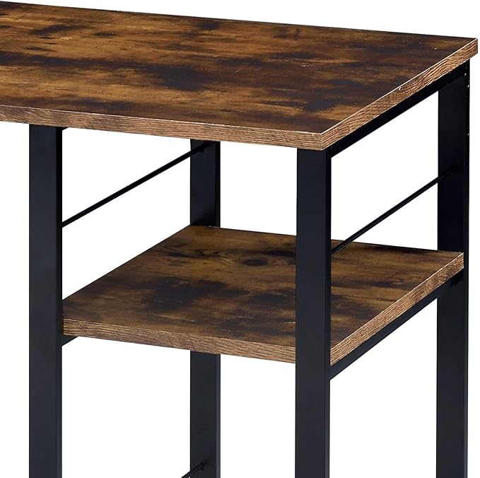 Weathered Oak and Black 2-Shelf Rectangular Writing Work Study Desk Metal Base for Home Office Modern