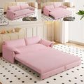 66'' Queen Pull Out Sofa Bed with Thickened Cushions 3-in-1 Convertible Velvet Sleeper Couch with Side Storage Loveseat Futon Lounge Recliner for Living Room Apartment Bedroom Small Space (Pink)