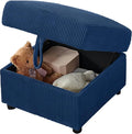 Small Storage Ottoman Sqare Footrest Bench Stool for ApartmentBedroomLiving RoomBonus Room and Compact Spaces. (Blue Ottoman)
