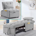 4 in 1 Bouncer with Pull-Out Bed Convertible Slip on Sofa Chair with Storage Pockets and Adjustable Backrest Comfortable Folding Footrest Bed Living Room (Gray)