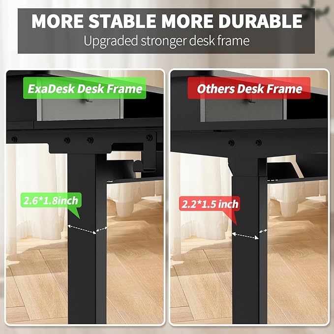 Electric Standing Desk 48 * 30 Inches Adjustable Height with 4 Drawers Double Storage Shelves Home Office Workstation Sit Stand up Desk (Classical Black)