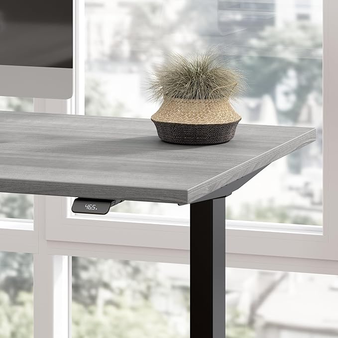 Bush Business Furniture Move 60 Series 60W x 30D Electric Height Adjustable Standing Desk in Platinum Gray with Black Base