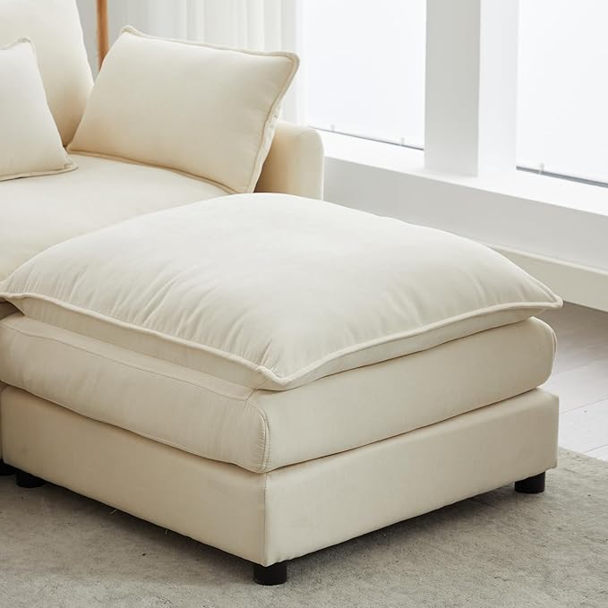 Modular Sectional Sofa 144'' U Shaped Cloud Couch Upholstered Sofa Set with Storage Console &amp Cupholders &amp USB Port Comfy Recliner Sleeper Sofa Furniture with Ottoman for LivingRoom Beige