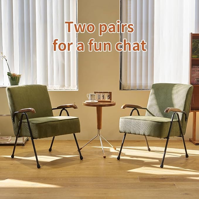 Modern Corduroy Armchair Comfortable Accent Chair with Metal Legs for Living Room Bedroom Office