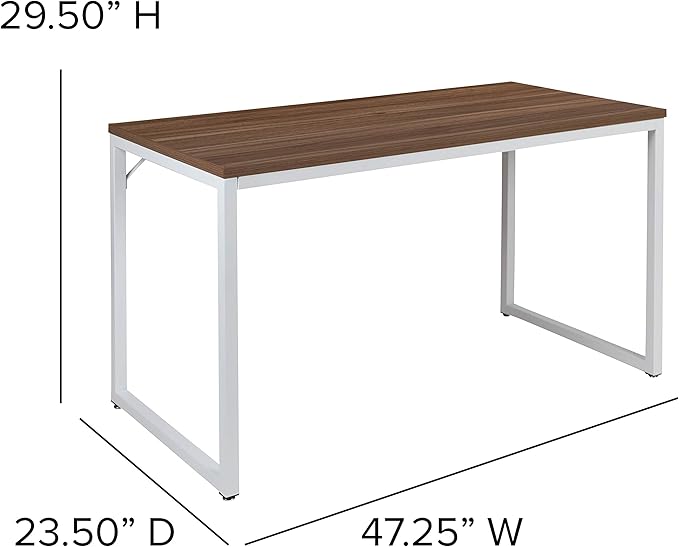 Flash Furniture Tiverton Industrial Modern Desk - Commercial Grade Office Computer Desk and Home Office Desk - 47 Long (Walnut/White)