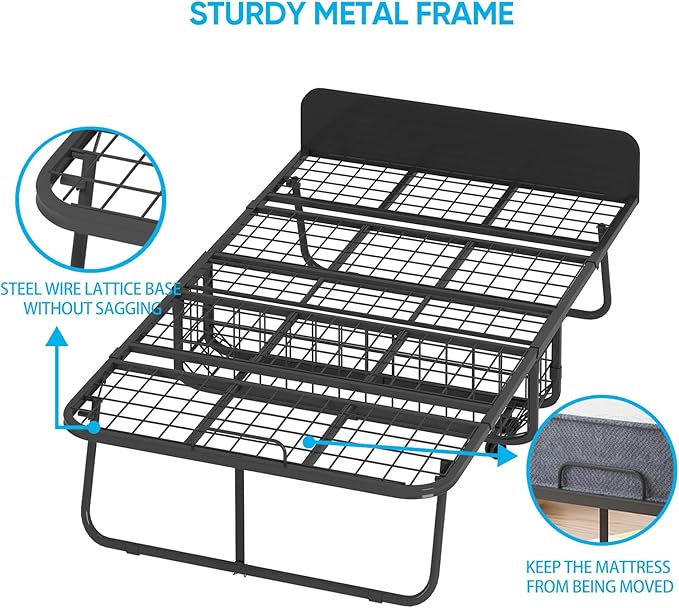 PUREMIND Folding Bed with 5'' Mattress for Adults Rollaway Sofa for Adults with Basket Dustproof Bag &amp Head Baffle Upgrade Single Portable Foldable Bed with Metal Frame &amp Swivel Wheels