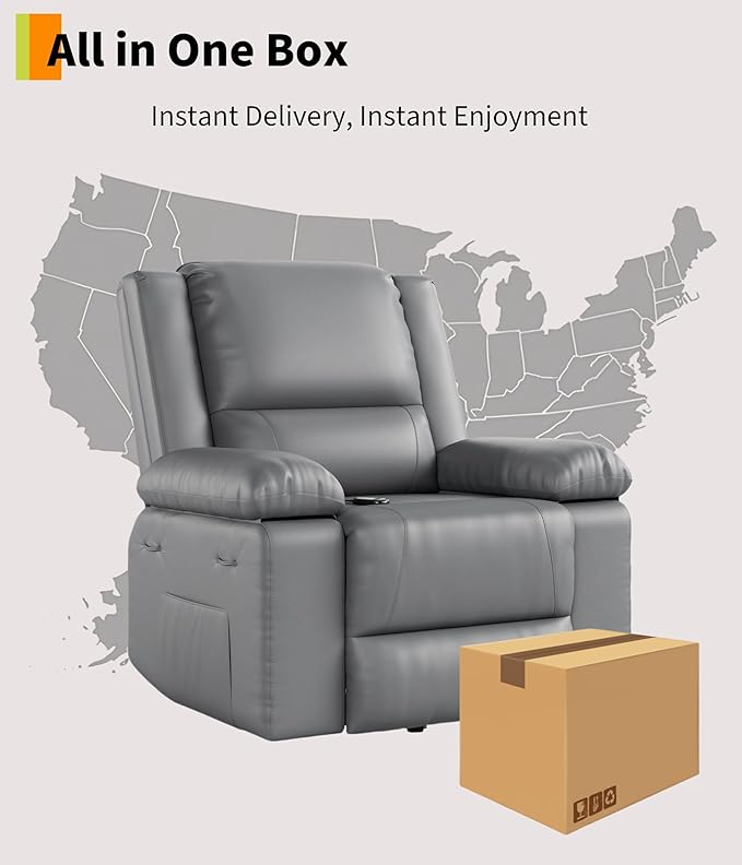 GarveeHome Power Lift Recliner Chair - Heat and Massage PU Leather Electric Lift Recliner for Elderly &amp Mobility Impaired Adjustable Back and Legs Heavy Duty Lift Chair for Seniors