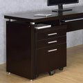 Brown Mobile File Cabinet with 3 Drawers 5 Wheels Rectangular Wood Portable Filing Cabinet Traditional for Office Study Room