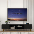 Bonzy Home 86 TV Stand Modern Entertainment Center for 75 TV Television Console Table with Storage Cabinets for Living Room Black