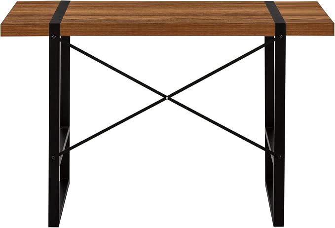 Computer Desk Home Office Laptop 48 l Work Walnut Laminate Black Metal Contemporary Modern