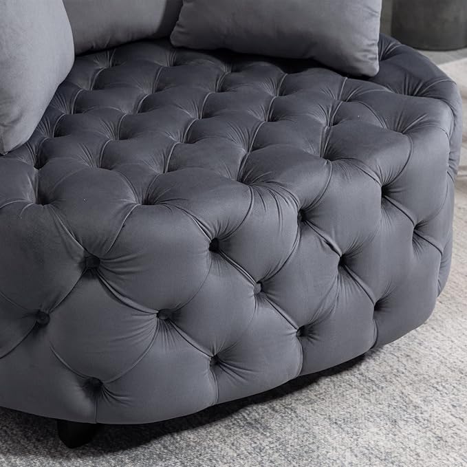 Armchair with 3 Pillows &amp Wood LegsOversized Upholstered Accent Chair for Living Room &amp Bedroom Barrel Chair Large Velvet Chair Sofa Lounge Chair Leisure Club