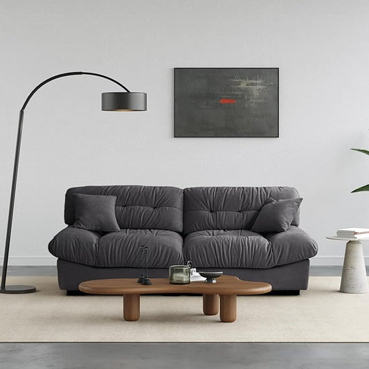 89 Comfy Cloud Sectional Couches Loveseat Sofa with 2 Pillows Minimalist Modern Sofas for Living Room Apartment Bedroom Office Grey