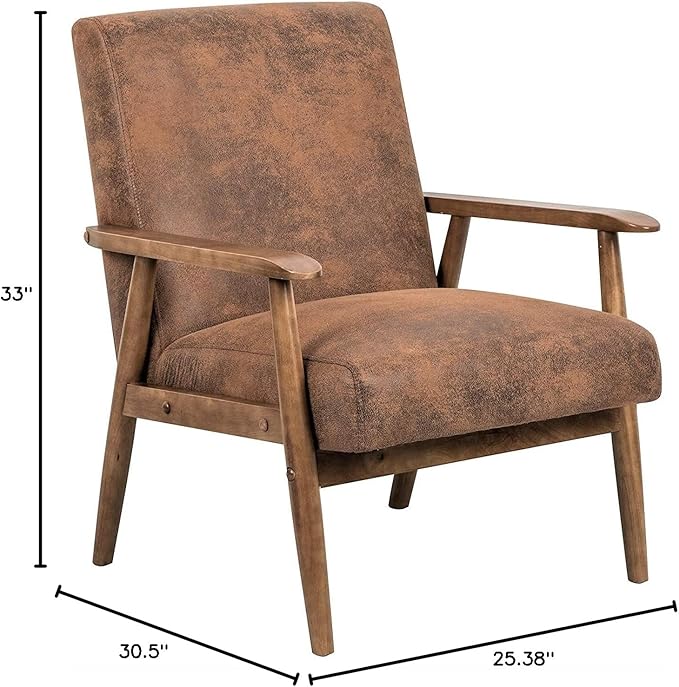 Barlow Modern Vintage Open-Framed Arm Living Room Chair 30.5 Rugged Brown