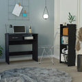 Kaimei Home Office Desk with Keyboard Tray and Drawer - Spacious Work Surface - Modern Black Wengé Finish