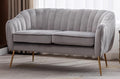 Artechworks Contemporary Tufted Velvet Tub Barrel Loveseat Sofa Chair Upholstered Couch with Golden Metal Legs Club Two-Seat Sofa for Living Reading Room Bedroom Apartment Small Space Dorm Grey