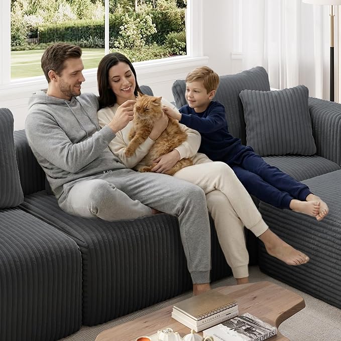 Novilla Modular Sectional Sofa Modern Cloud Sectional Couch with SmartS Coil® Support Upholstered Boneless Couch for Living Room Apartments Bedroom No Assembly Required Dark Gray (Right-Arm Chair)