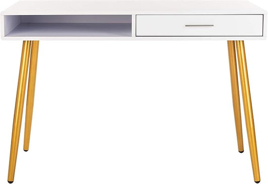Safavieh Home Office Jorja Modern White and Gold 1-drawer Desk