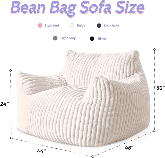 HABUTWAY Comfy Floor Sofa Giant Plush Reading Chair Indoor Cozy Couch with Armrests Oversized Couch Upholstered Boneless Sofa Portable Cloud Couch Accent Chair for Living Room Bedroom (Beige)