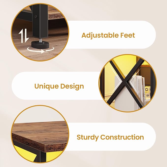 BTHFST TV Stand with LED Lights &amp Power Outlets for TVs up to 85 Inches 6 Drawers Entertainment Center with Open Storage Shelves 71 TV Media Console Table for Living Room Bedroom Rustic Brow