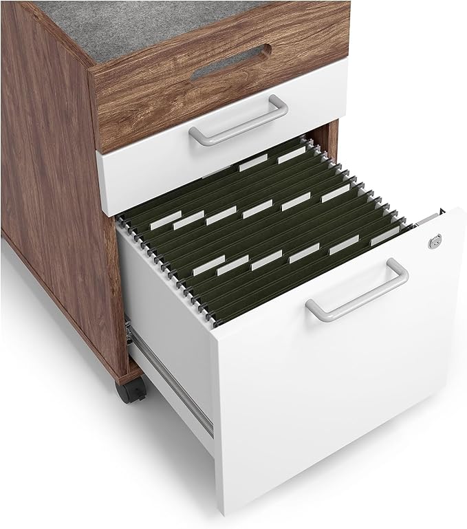 Union &amp Scale 2 Drawer Mobile File Cabinet Rolling Printer Stand Vertical Filing Cabinet Office Drawers Filing Cart for Home Office A4/Letter Size Black and Rustic Brown BFK20WJ01