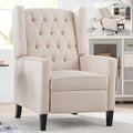 Wingback Recliner Chairs with Foldable Side Table&ampUSB Charging PortsMid Century Accent Single Sofa Small Recliner ChairModern Comfy Pushback Reclining Chair for Living Room (Fabric Beige)