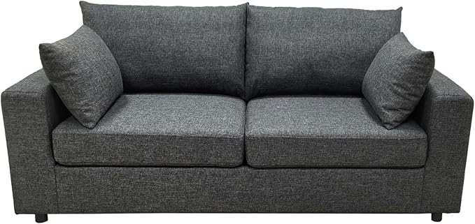 71 Modern Loveseat Sofa with Deep Seat Comfortable Couch with 2 Removable Pillows Minimalist Upholstered Sofa with Sturdy Frame for Living Room Office Studio Dark Gray