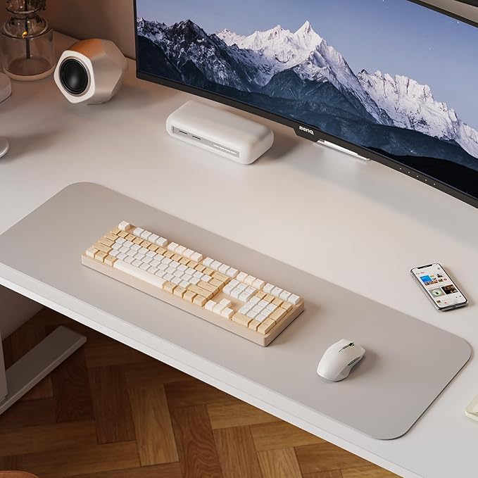 48x24 Inches Height Adjustable Electric Standing Desk with 2 Hooks for Home Office Ergonomic Sit Stand up Desk with Splice Board White