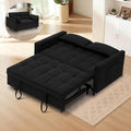 3 In 1 Corduroy Convertible Sofa BedPull Out Couch Bed with Reclining Backrest And 2 Pillows 54 Full Size Loveseat Sleeper Sofa Futon Couch Bed Couches For Small Spaces Living Room (Black ①)