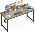 Casaottima 54 Inch Computer Desk for Home Office Study Writing Table for Small Spaces Simple Modern Desk with Headphone Hooks Grey Oak
