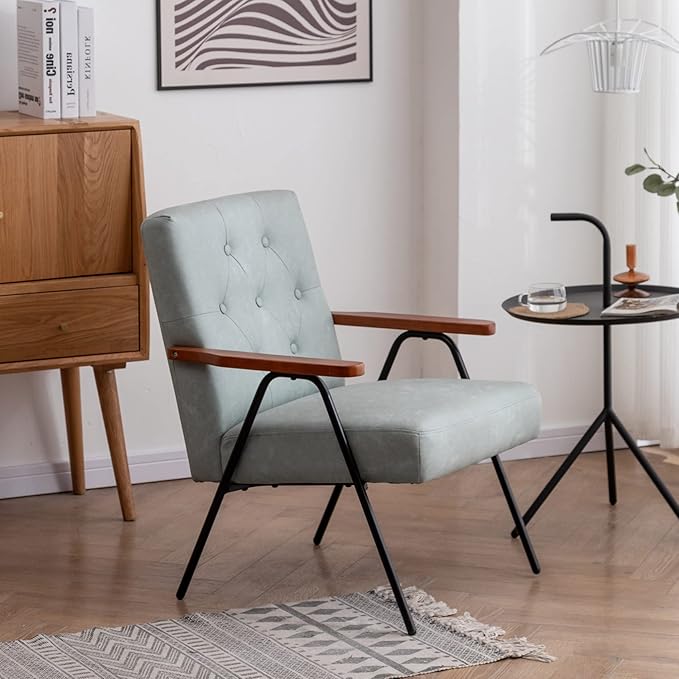 UNICOO - Modern Accent Chairs Mid-Century Armchair Living Room Chairs Leisure Chair with Metal Legs Reception Side Chairs (ZKL-222K Diamond Green)
